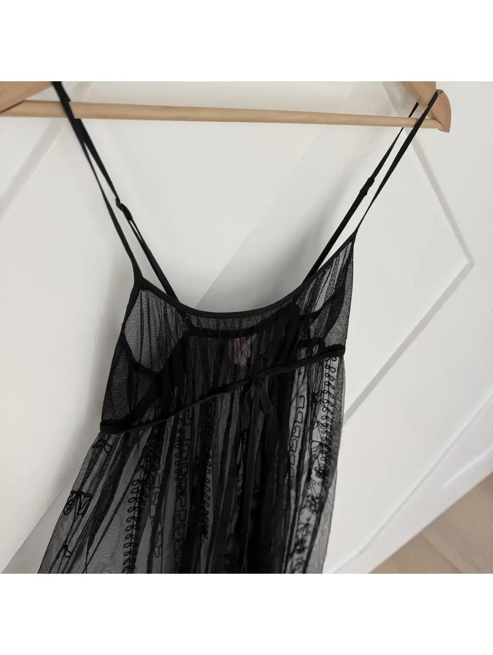 RARE Vintage Victoria's Secret Black Sheer Mesh Maxi Slip Dress XS Y2K